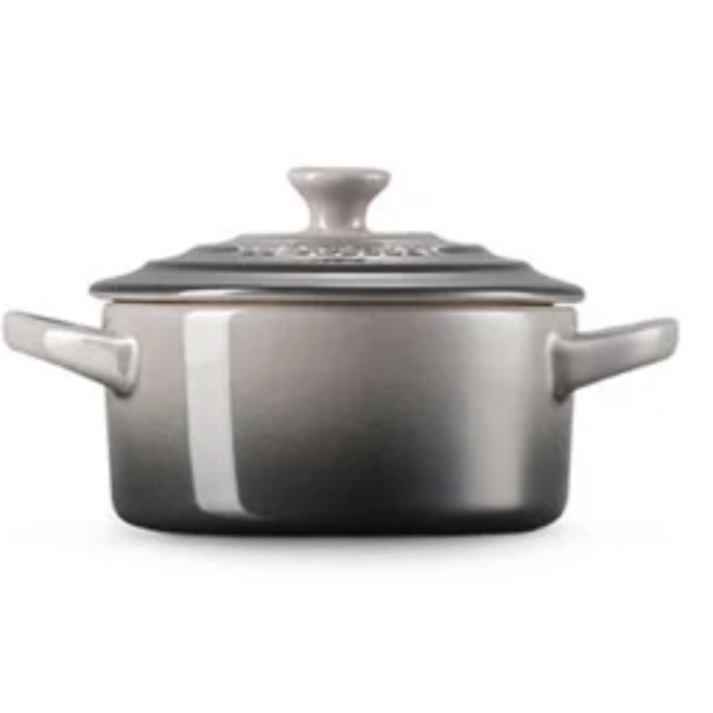 Le Creuset Mini Round Cocotte, Oyster Grey, SET of 4. 8oz.